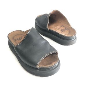 Dr. Martens Vintage Black Leather Platform Slide Sandals England Women's US 5M